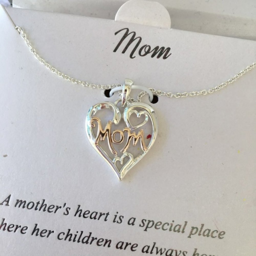 Just In! Two Tone Silver & Rose Gold MOM Necklace